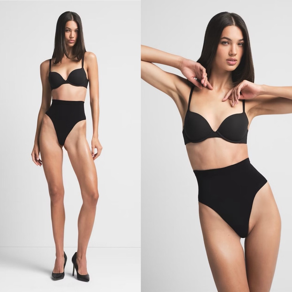 NEW Skims Seamless Sculpt Mid Waist‎ Thong Onyx Size M